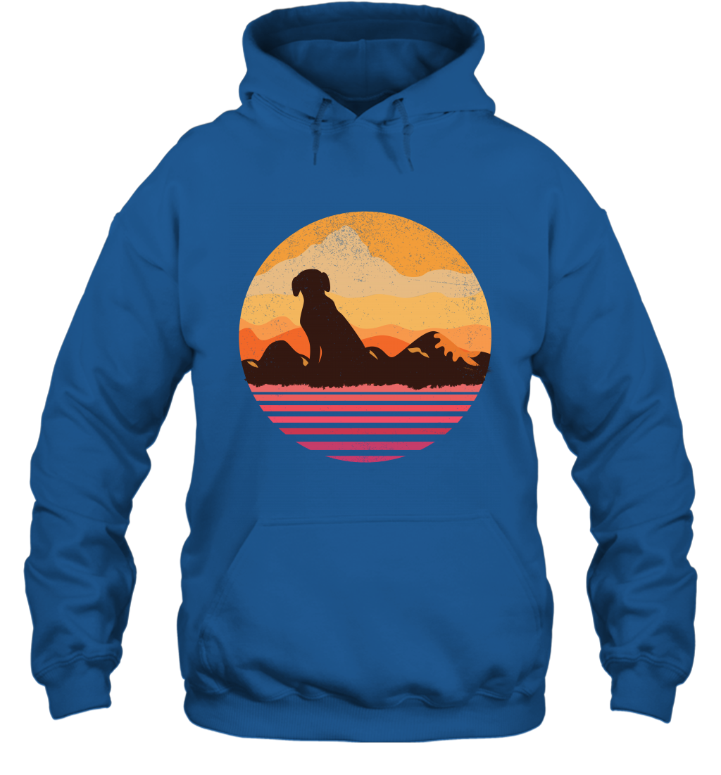 Dog In Sunset Vintage Shirt Hoodie Royal