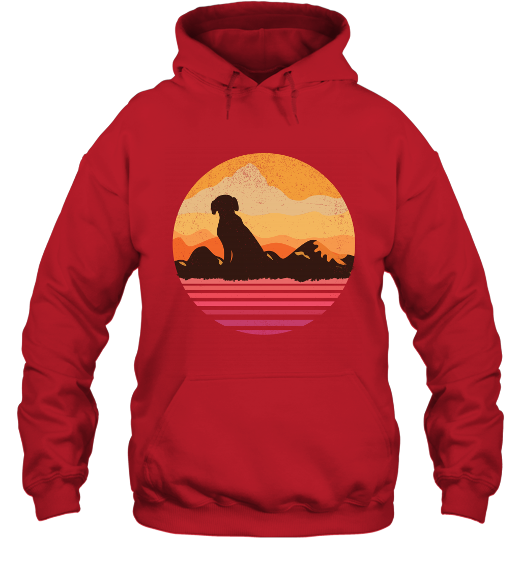 Dog In Sunset Vintage Shirt Hoodie Red