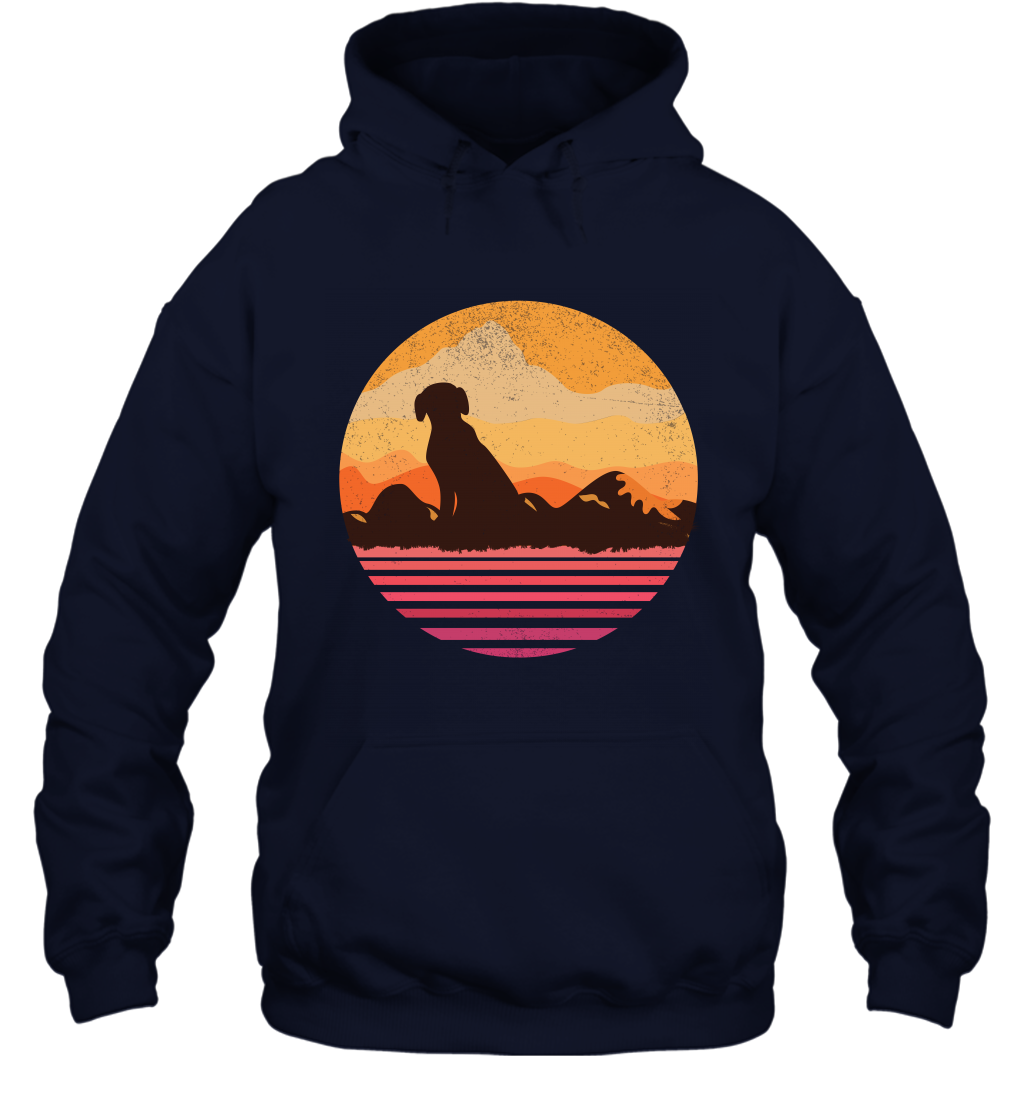 Dog In Sunset Vintage Shirt Hoodie Navy