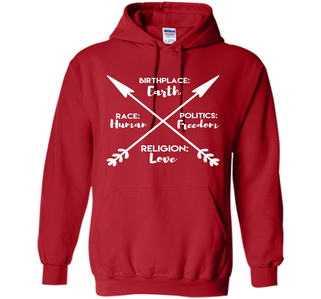 Birthplace Earth Race Human Politics Religion Love T-Shirt cool shirt Red