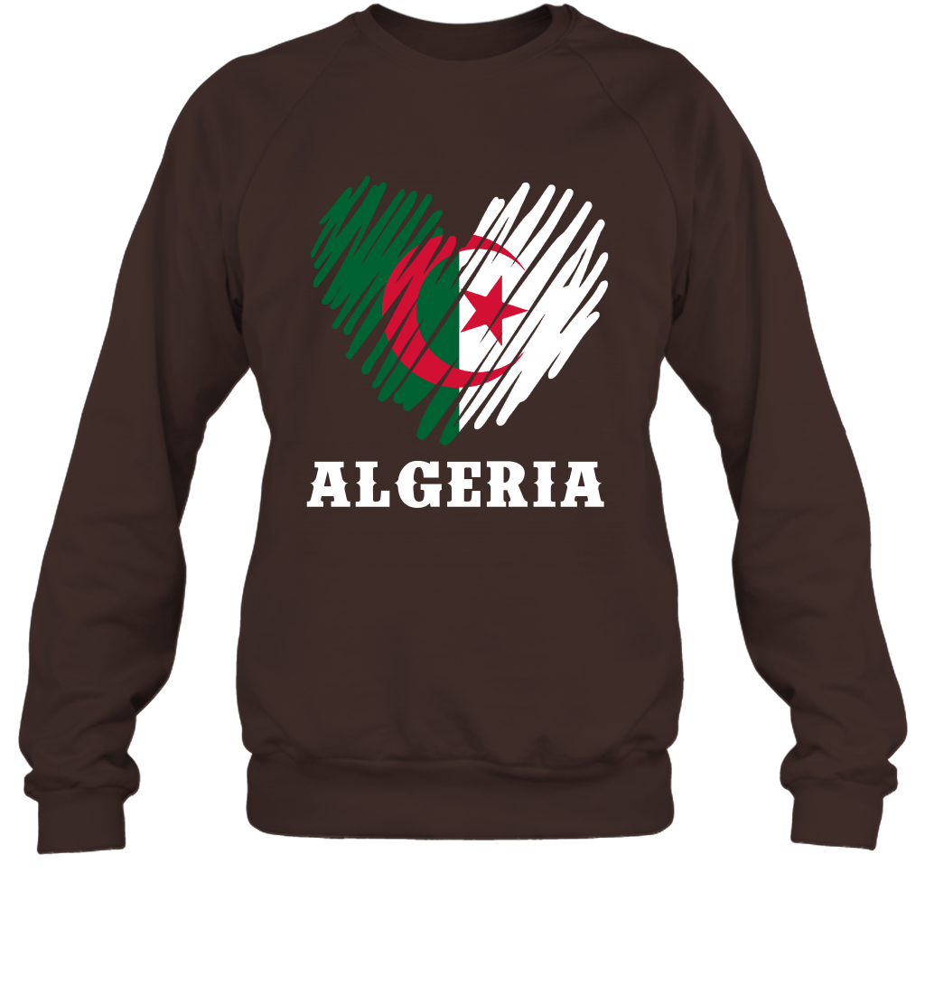 Algeria Flag Shirt Sweatshirt Sweatshirt Dark Chocolate