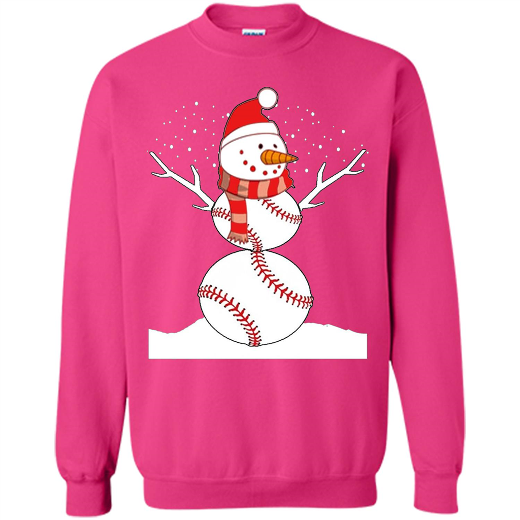 Cute Baseball Snowman Christmas T-Shirt Heliconia