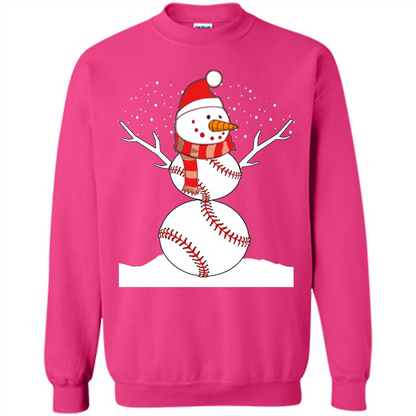 Cute Baseball Snowman Christmas T-Shirt Heliconia