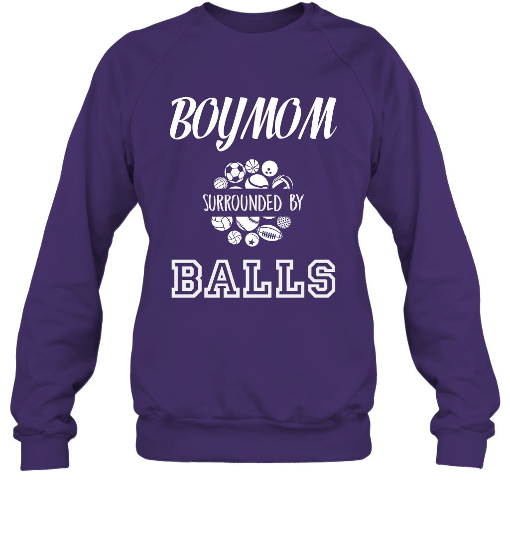 Boy Mom Surounded By Balls Shirt Sweatshirt Sweatshirt Purple
