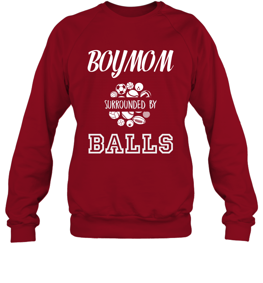 Boy Mom Surounded By Balls Shirt Sweatshirt Sweatshirt Cardinal Red