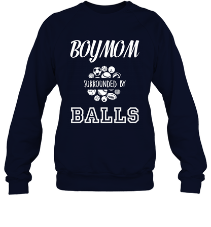 Boy Mom Surounded By Balls Shirt Sweatshirt Sweatshirt Navy