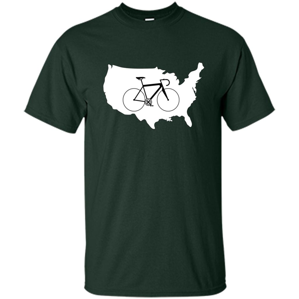 Bicycle America T-shirt USA States Road Bike Forest Green