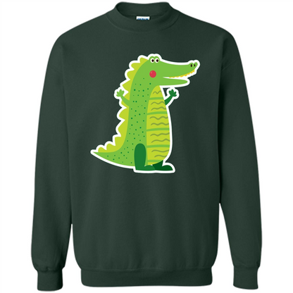Cute Smiling Crocodile Animal Lover T-shirt Forest Green