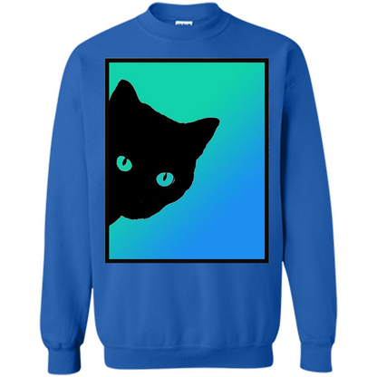 Cat Lover T-shirt Black Cat Blue Green T-shirt Royal