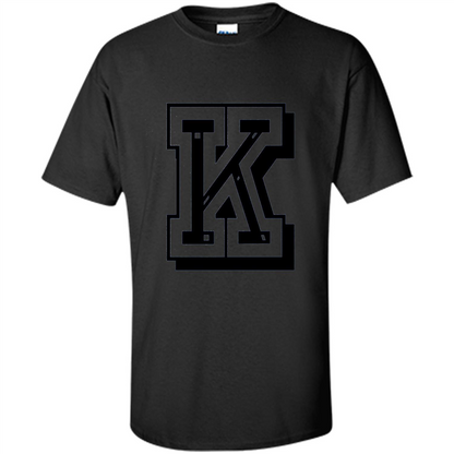 Letter K Initial T-Shirt for Names or Spelling Words Black
