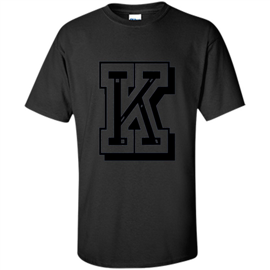 Letter K Initial T-Shirt for Names or Spelling Words Black