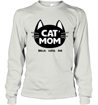 Cat Mom Family Members ( Customized Name or Number ) Long Sleeve T-Shirt Long Sleeve T-Shirt Ash