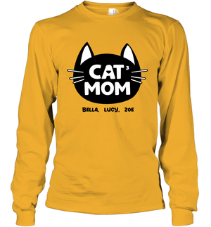 Cat Mom Family Members ( Customized Name or Number ) Long Sleeve T-Shirt
