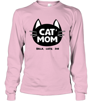 Cat Mom Family Members ( Customized Name or Number ) Long Sleeve T-Shirt