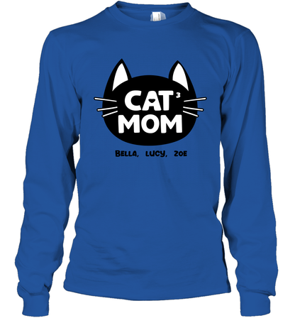 Cat Mom Family Members ( Customized Name or Number ) Long Sleeve T-Shirt Long Sleeve T-Shirt Royal