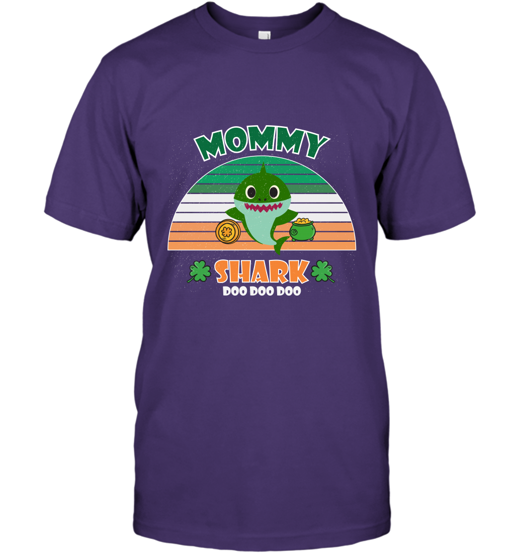 Irish Mommy Shark Saint Patricks Day Family Shirt T-Shirt Purple