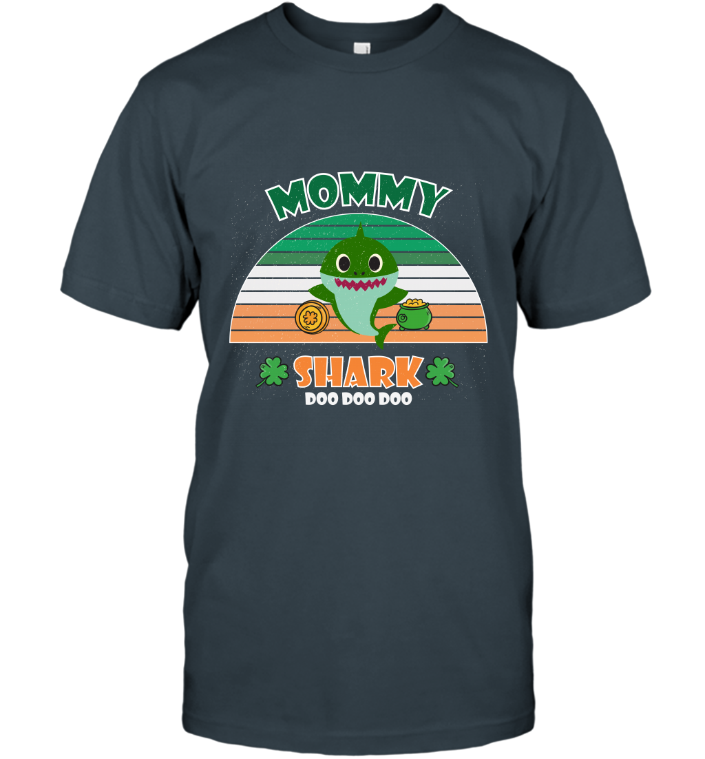 Irish Mommy Shark Saint Patricks Day Family Shirt T-Shirt Charcoal