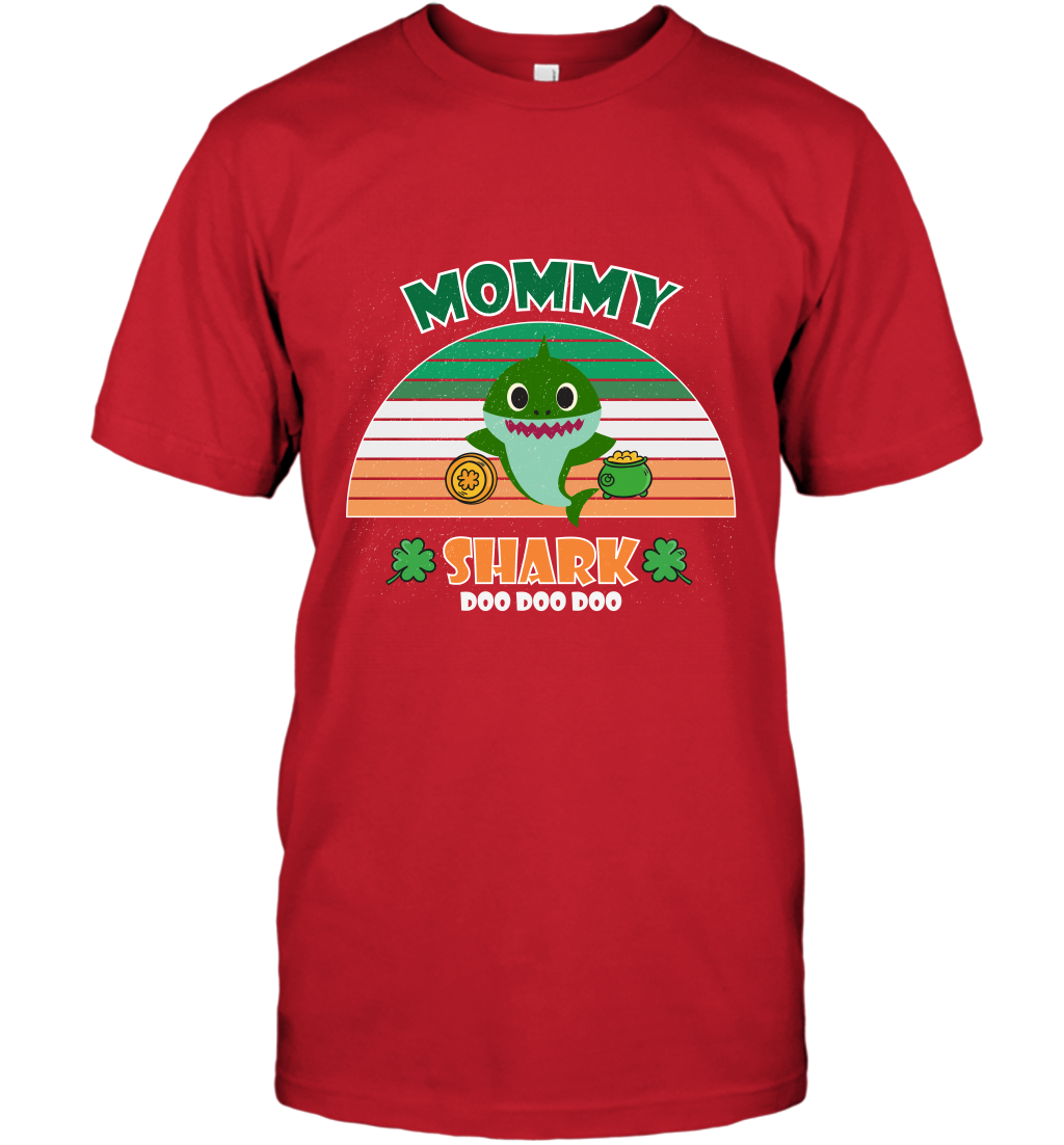 Irish Mommy Shark Saint Patricks Day Family Shirt T-Shirt Red