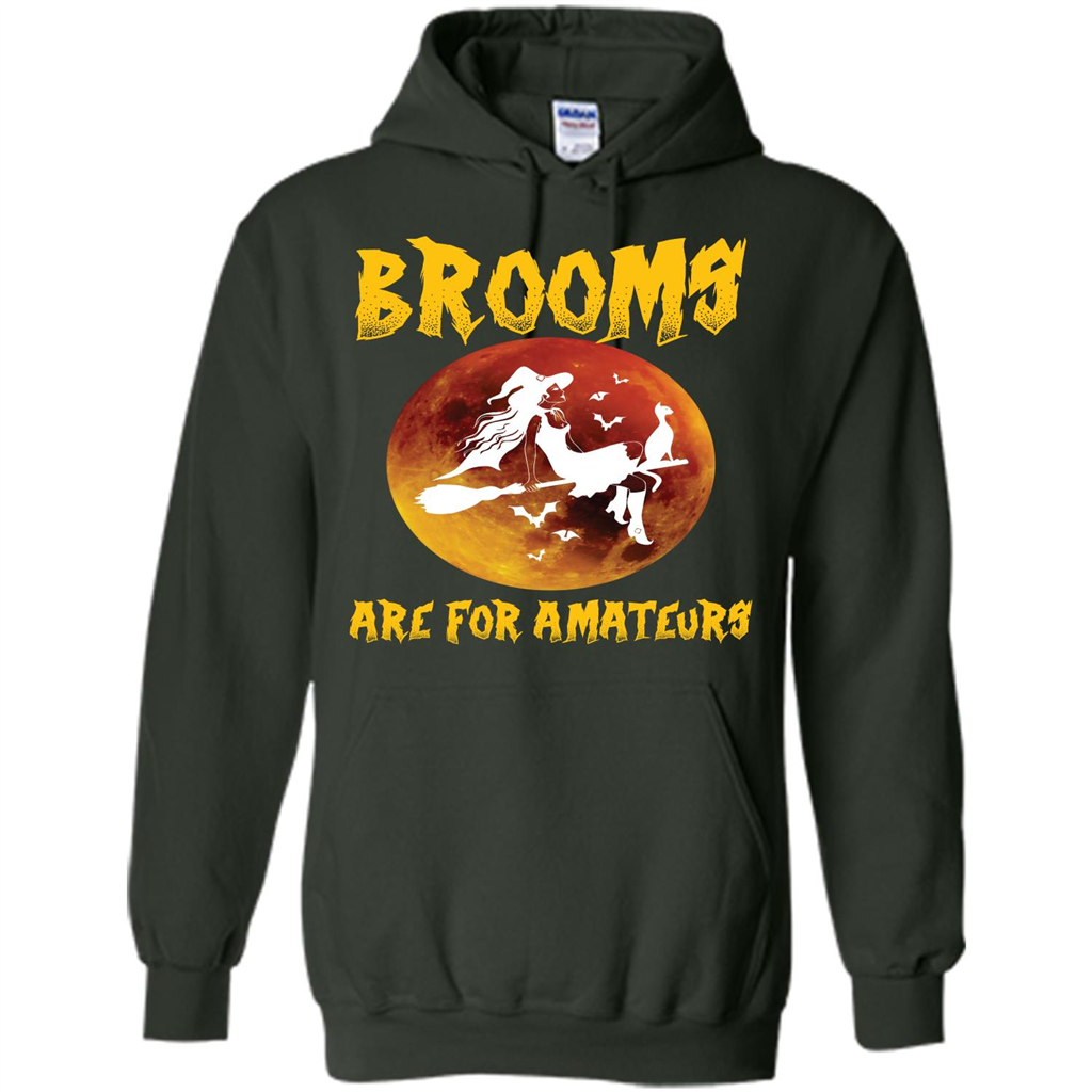 Halloween T-shirt Brooms Are For Amateurs T-shirt Forest Green