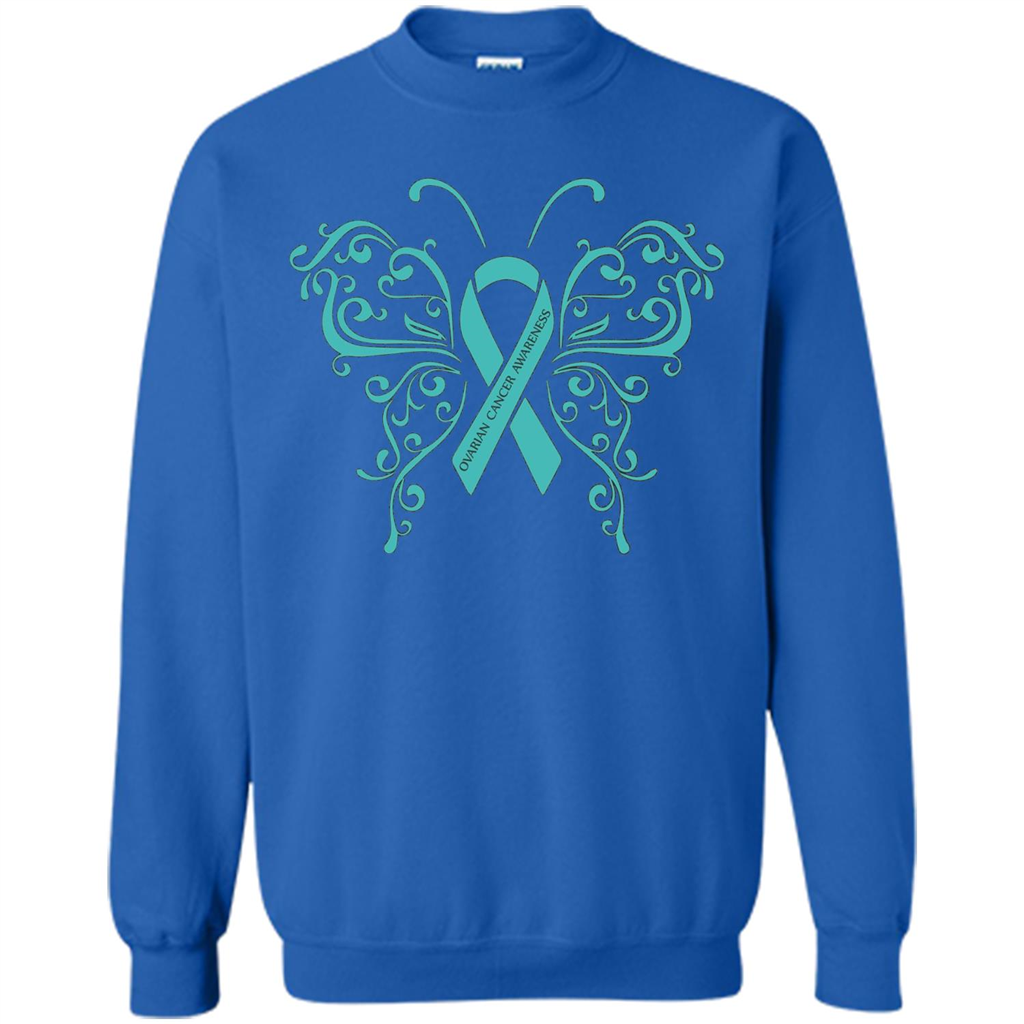Ovarian Cancer Awareness Butterfly T-Shirt Royal