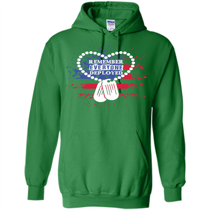 Military T-shirt RED Remember Everyone Deployed Irish Green
