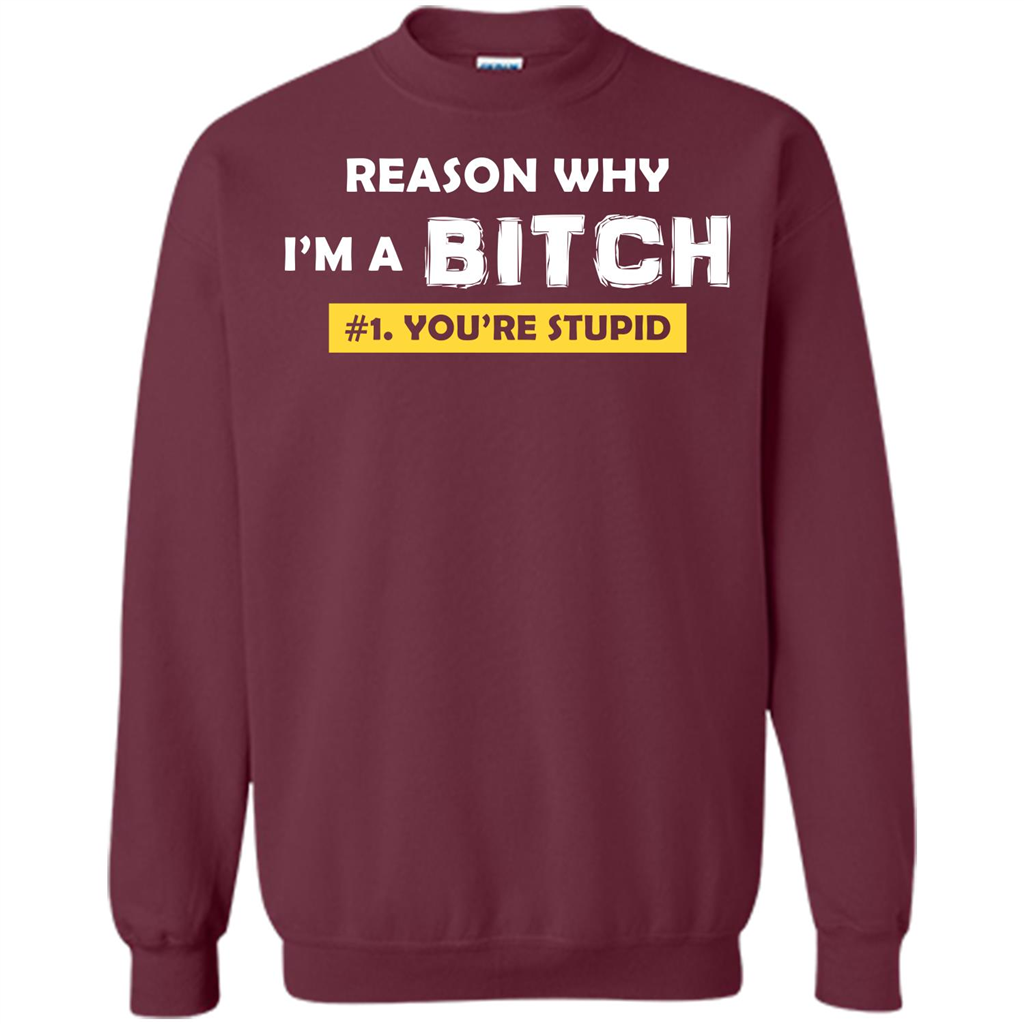 Funny T-shirt Reason Why I'm A Bitch, You're Stupid Maroon