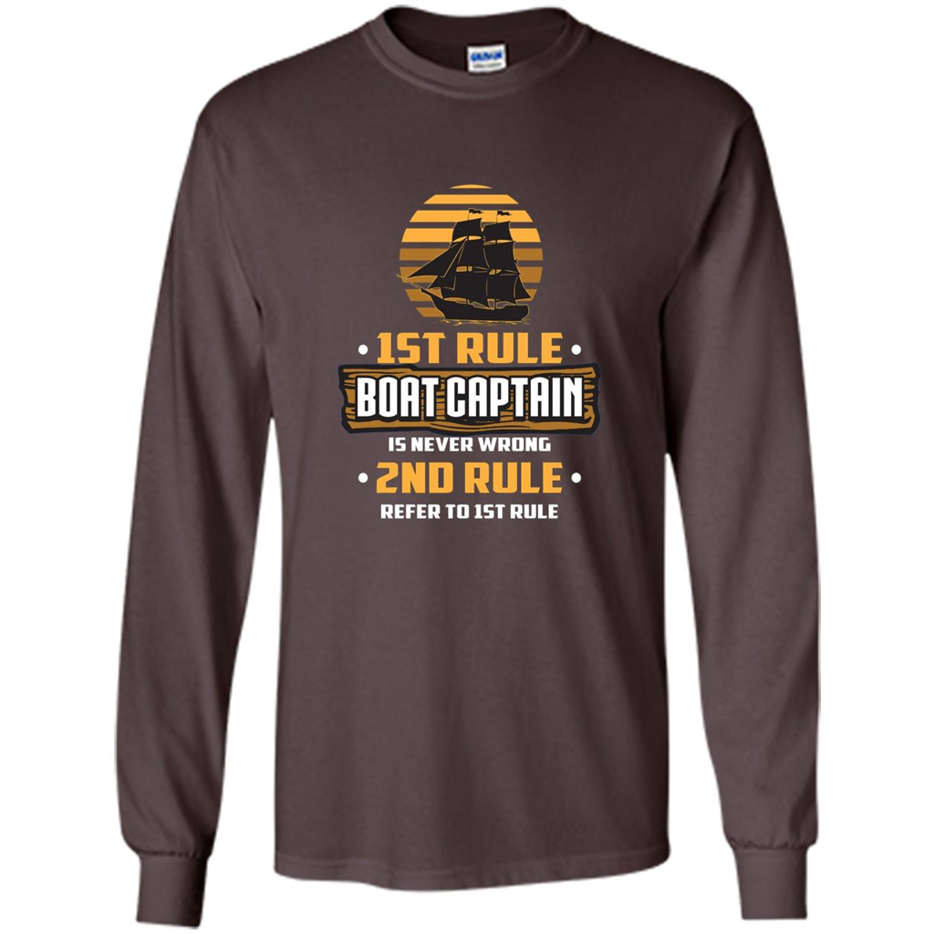 Funny Boat Captain Rules T-shirt Boat Captain Is Never Wrong Dark Chocolate