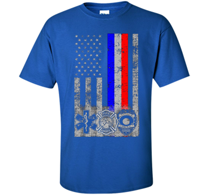 Fireman Police EMT / First Responder Flag t-shirt Royal
