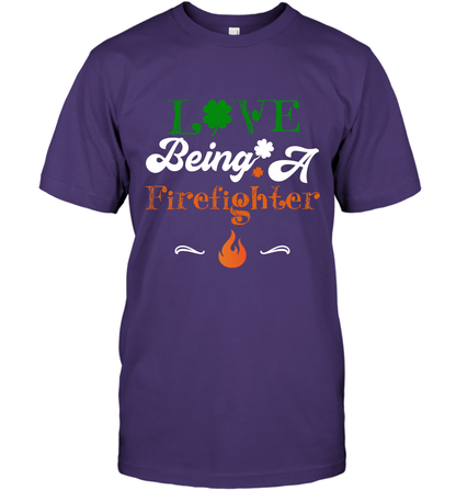 Love Being A Firefighter Saint Patricks Day Shirt T-Shirt Purple