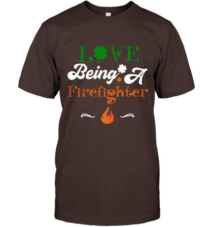 Love Being A Firefighter Saint Patricks Day Shirt T-Shirt Dark Chocolate