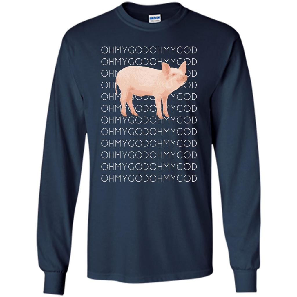 Oh My God Pig T-shirt Cute Pig T-shirt Navy