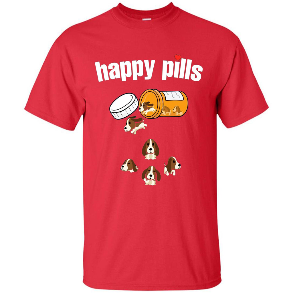 Dog Lover T-shirt Happy Pills T-shirt Red