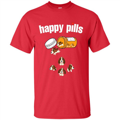 Dog Lover T-shirt Happy Pills T-shirt Red