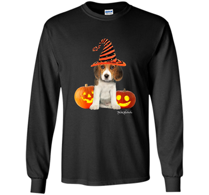 Cute Halloween Beagle Puppy Pumpkins T-shirt Black
