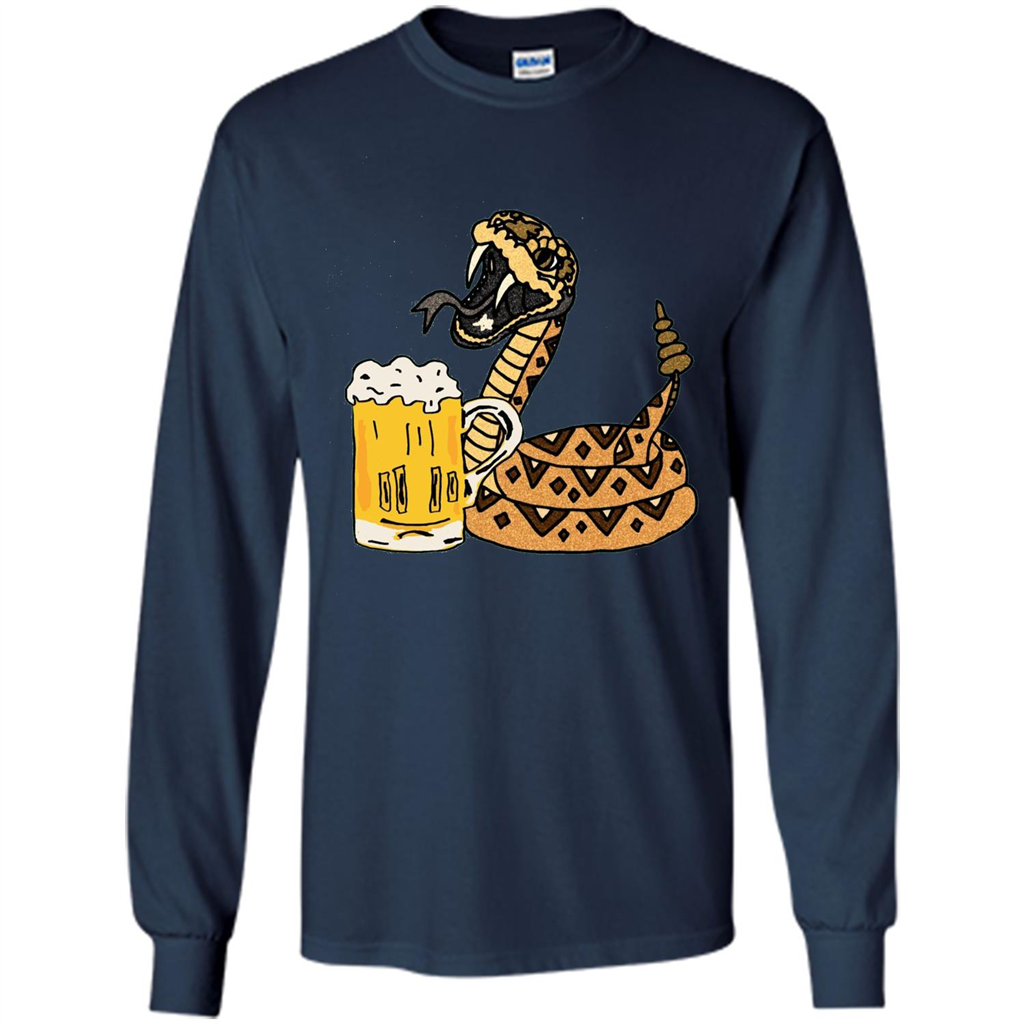 Smiletodaytees Funny Rattlesnake Drinking Beer T-shirt Navy