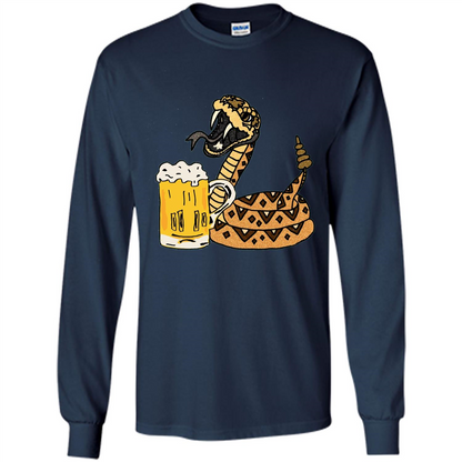Smiletodaytees Funny Rattlesnake Drinking Beer T-shirt Navy