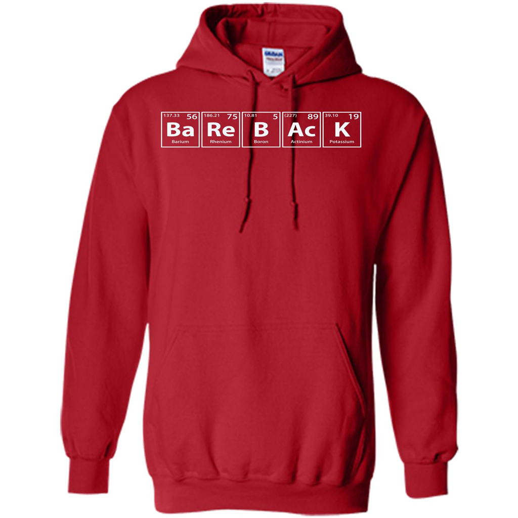 Bareback (Ba-Re-B-Ac-K) Funny Elements Spelling T-shirt Red