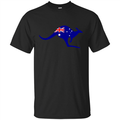 Australian Flag Kangaroo T-shirt Australia Vacation T-shirt Black