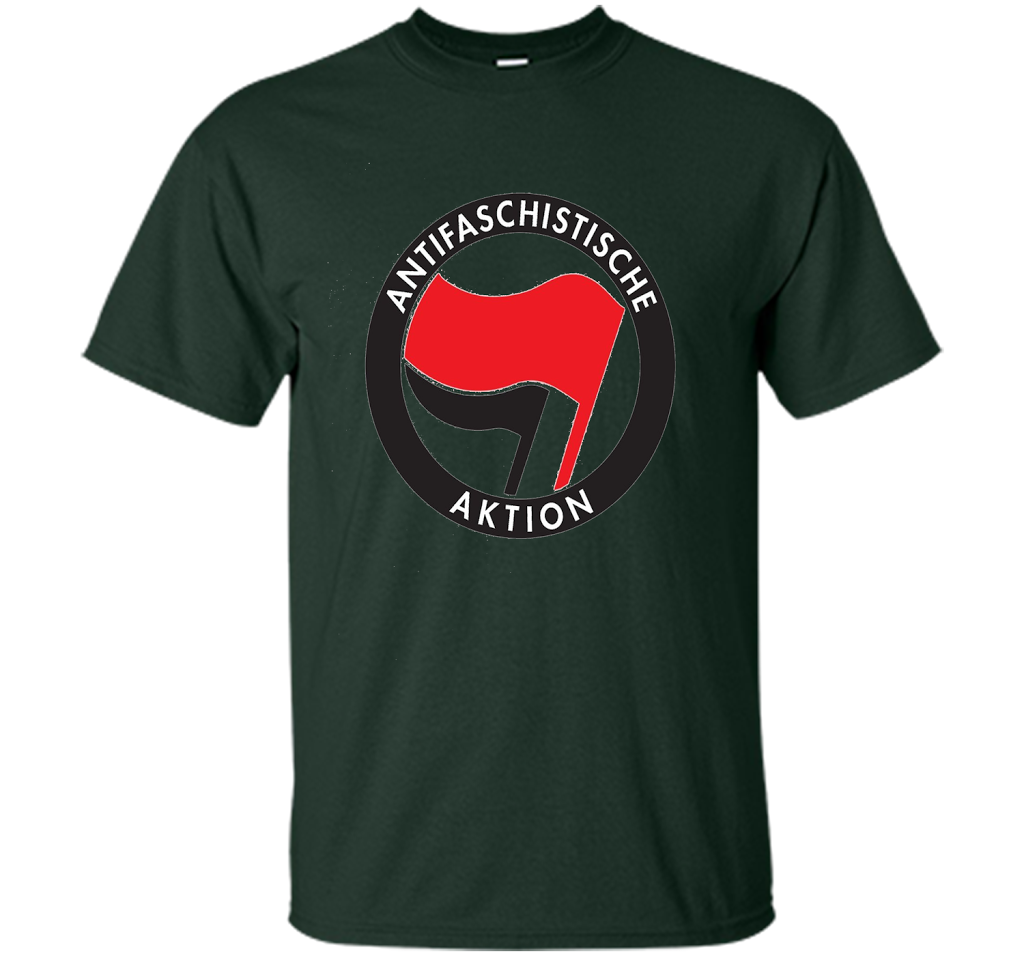 Antifa Logo Antifa Flag Anti Fascist T-shirt Forest Green
