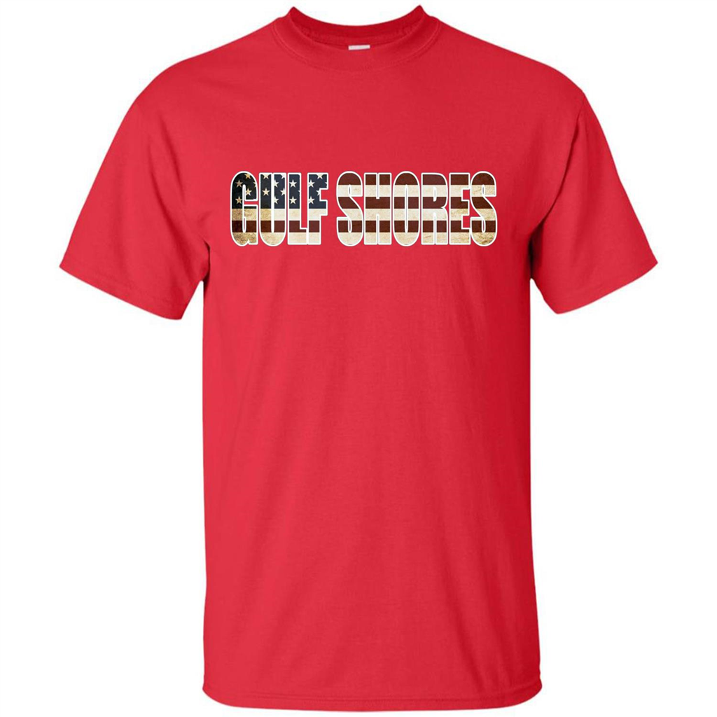 American T-shirt Straight Outta Gulf Shores US Flag Patriotic T-shirt Red