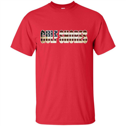American T-shirt Straight Outta Gulf Shores US Flag Patriotic T-shirt Red