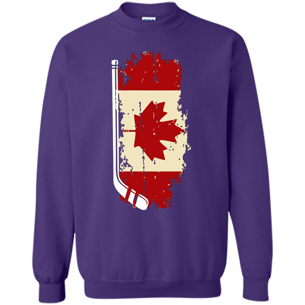 Canada Hockey Funny T-Shirt Canada Hockey Flag T-shirt Purple