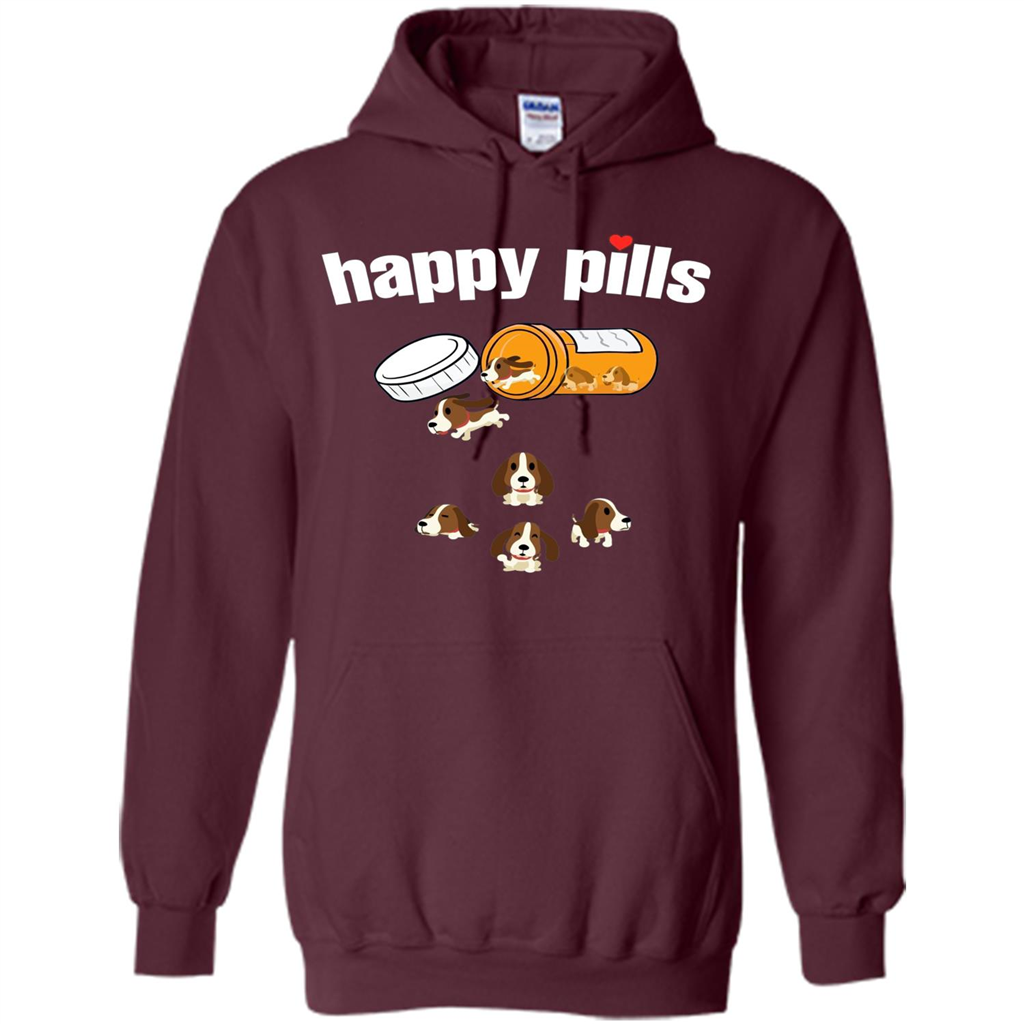 Dog Lover T-shirt Happy Pills T-shirt Maroon