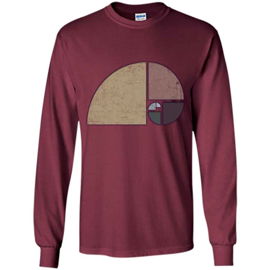 Distressed Geometric Fibonacci Spiral T-sihrt Maroon