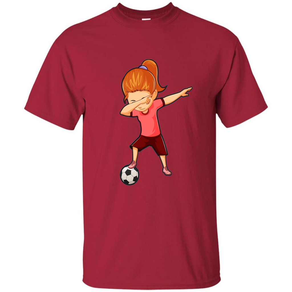 Soccer T-shirt For Girls Funny Dabbing Dab Dance Soccer Ball Cardinal