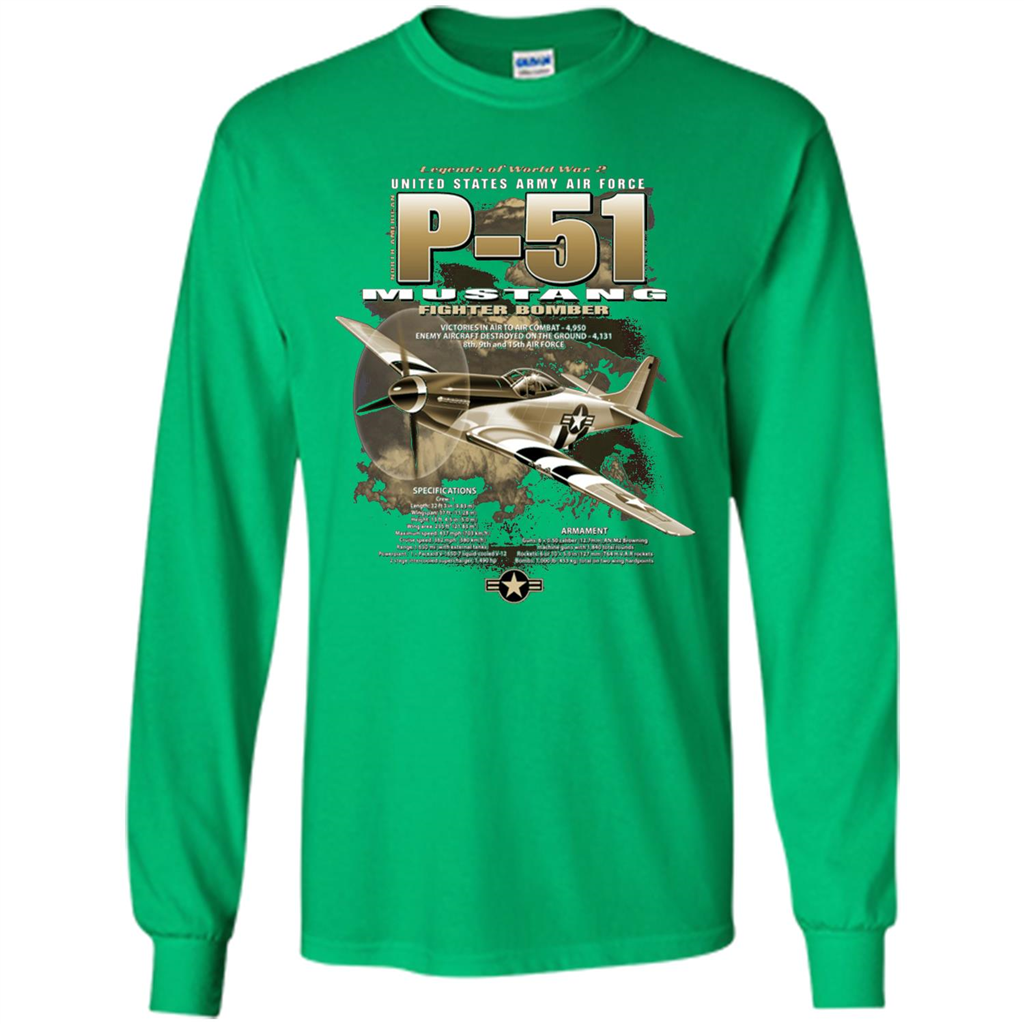 P-51 Mustang United States Army Air Force Fighter T-shirt Irish Green