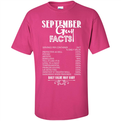 September Guy Facts T-shirt Heliconia