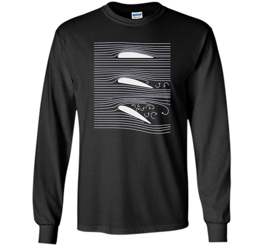 Airplane Wing T-shirt Aerospace Airfoil Stall Diagram Black
