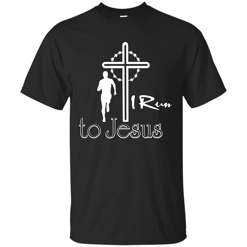 Christian T-shirt I Run To Jesus T-shirt Black