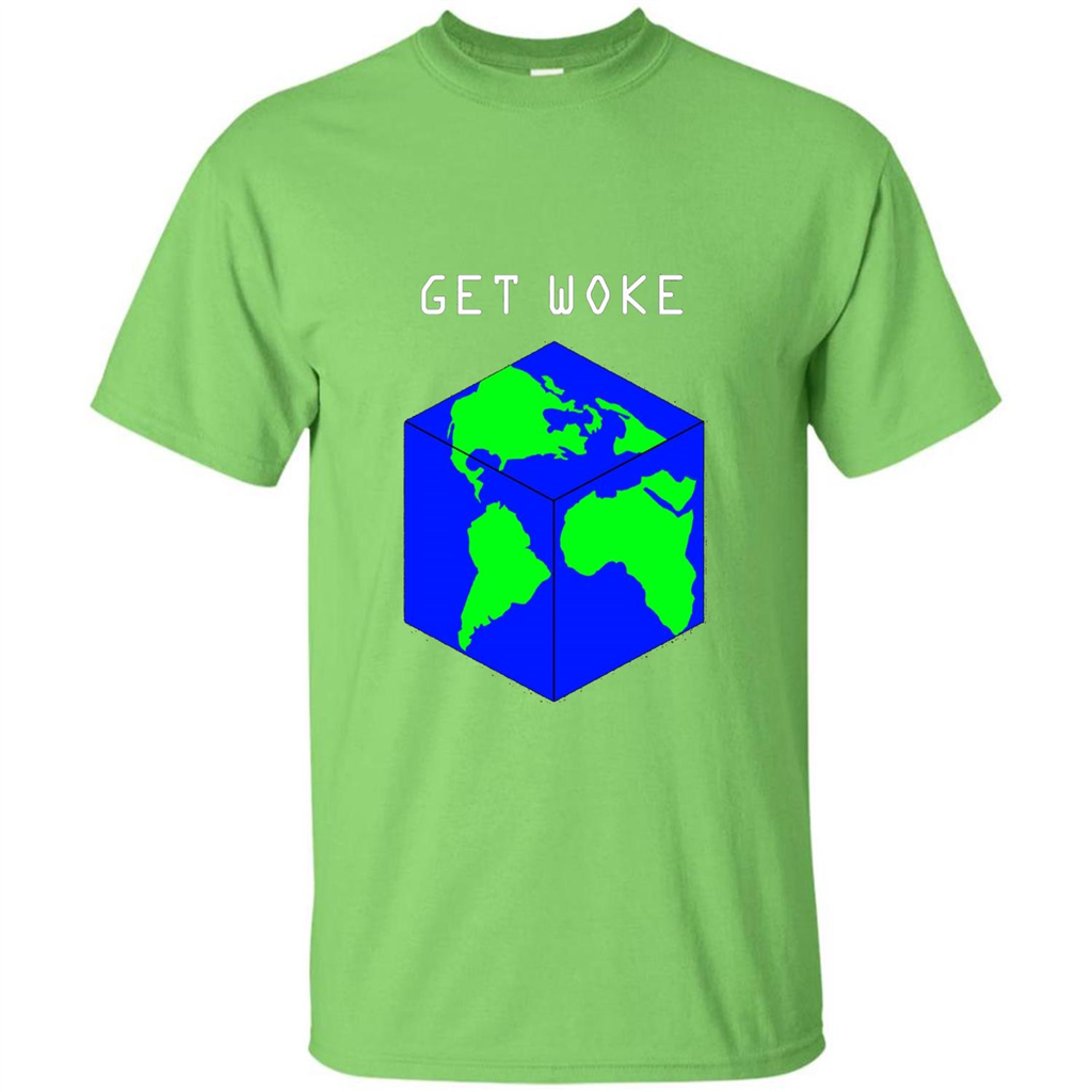 Flat Earther Get Woke T-shirt Earth Society T-shirt Lime